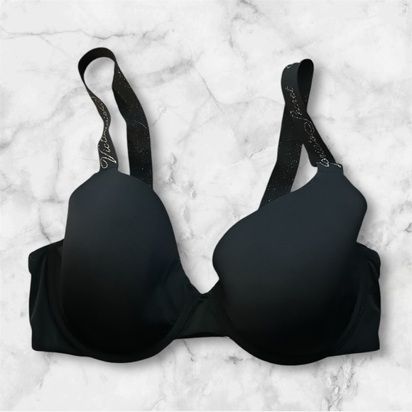 Victorias Secret lightly lined full coverage t-shirt Black Bra 36D #002 - Picture 1 of 3